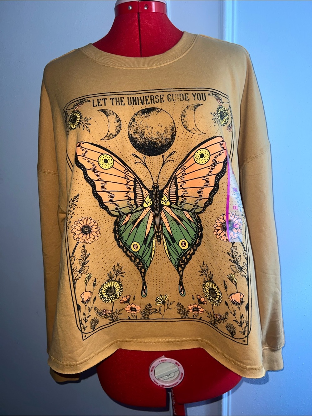 New Zoe + Liv Let the Universe Guide You Butterfly Graphic Sweatshirt XXL